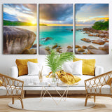 23769-MGV-CV-36X24-Tropical Beach Sunset Wall Art – Serene Ocean Canvas Print, Coastal Landscape Decor for Living Room, Bedroom or Office, Peaceful