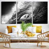 22702-MGV-CV-36X24-Black and White Ocean Wave Wall Art – Powerful Surf Curl Photography Canvas Print, Modern Coastal Decor for Living Room, Office or