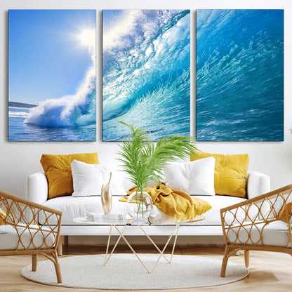 37494-MGV-CV-36X24-Ocean Wave Canvas Art – Stunning Blue Wave Photography, Coastal Wall Decor for Living Room, Bedroom or Office