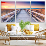 60625-MGV-CV-36X24-Beach Boardwalk Sunrise Wall Art – Coastal Pathway to Ocean Canvas Print, Seaside Landscape Decor for Home or Office