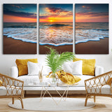 16110-MGV-CV-36X24-Ocean Sunset Wall Art – Vibrant Beach Waves and Horizon Canvas Print, Relaxing Coastal Seascape Decor for Living Room or Bedroom