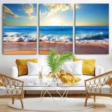 50522-MGV-CV-36X24-Ocean Sunrise Wall Art – Peaceful Beach Waves and Golden Horizon Canvas Print, Coastal Seascape Decor for Home or Office