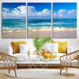 60364-MGV-CV-36X24-Tropical Ocean Wave Wall Art – Serene Blue Sea and White Sand Beach Canvas Print, Coastal Landscape Decor for Living Room, Bedroom