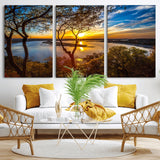 71863-MGV-CV-36X24-Lake Sunset Wall Art – Scenic Nature Canvas Print with Trees and Golden Sky, Serene Landscape Decor for Living Room, Bedroom or