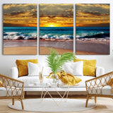 83389-MGV-CV-36X24-Ocean Sunrise Wall Art – Vibrant Beach Waves Canvas Print, Coastal Seascape Decor for Living Room or Office