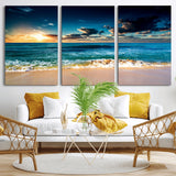 88985-MGV-CV-36X24-Ocean Sunset Wall Art – Tranquil Beach Waves Canvas Print, Coastal Seascape Decor for Living Room or Office