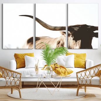 35866-MGV-CV-36X24-Texas Longhorn Wall Art – Rustic Western Bull Canvas Print, Farmhouse Animal Photography Decor for Living Room, Office, or Ranch