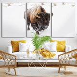 19889-MGV-CV-36X24-Snow Bison Wall Art – Majestic Buffalo Winter Landscape Canvas Print, Rustic Wildlife Photography Decor for Cabin, Lodge, Living