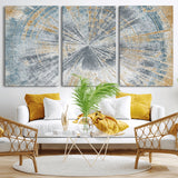 17631-MGV-CV-36X24-Radiant Burst Wall Art – Abstract Sunburst Canvas Print in Blue and Gold, Modern Geometric Painting for Living Room, Office or