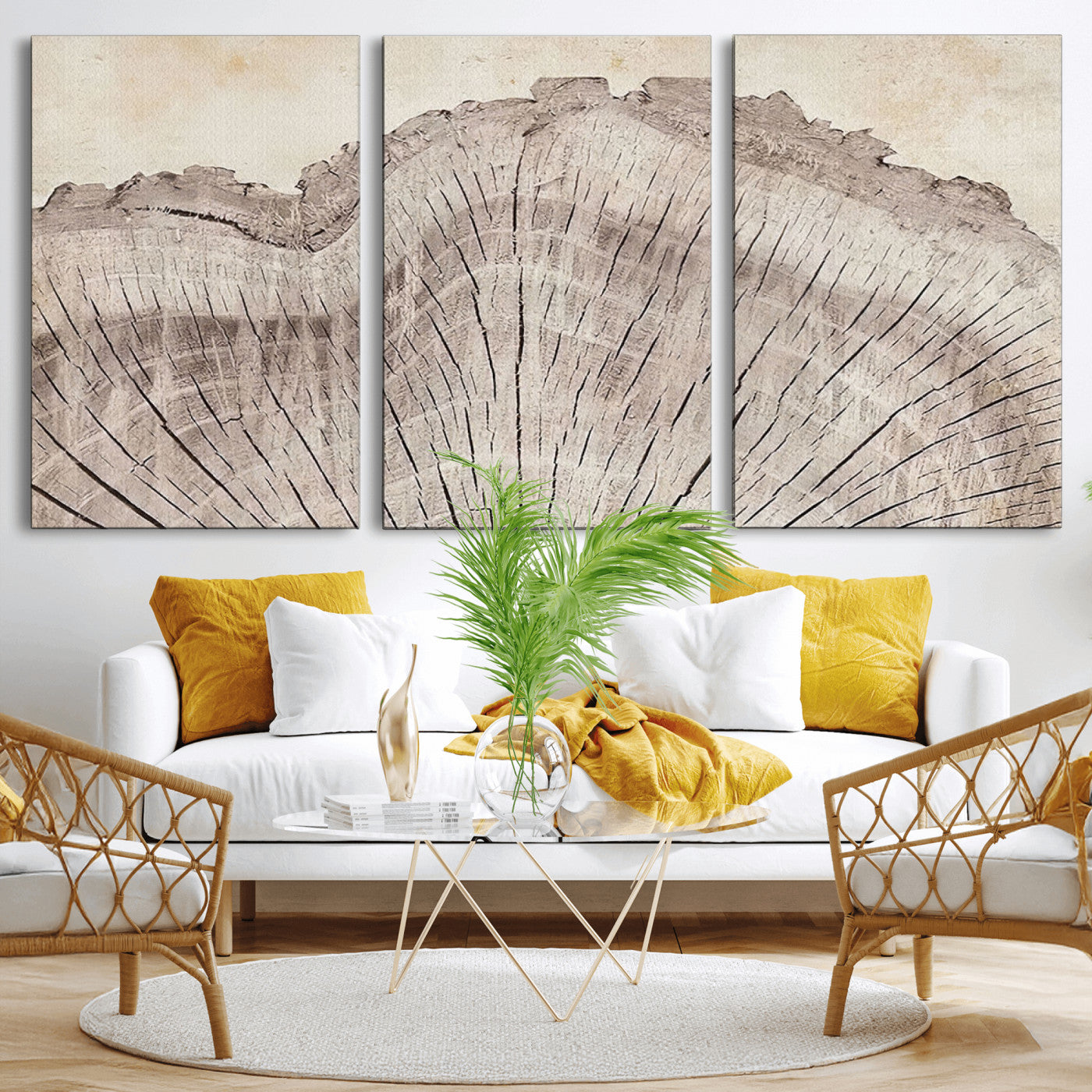 67528-MGV-CV-36X24-Wood Ring Wall Art Canvas Print, Framed Tree Ring Art Picture Print, Rustic Tree Ring Perfect Neutral Boho Decor Artwork