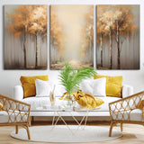 95004-MGV-CV-36X24-Autumn Forest Path Wall Art – Hand Painted Canvas Print with Golden Trees, Modern Nature Landscape Decor for Living Room, Bedroom