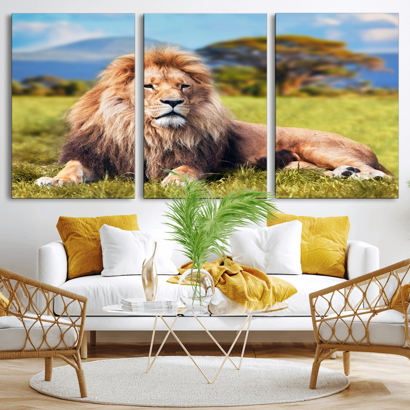 67826-MGV-CV-36X24-Majestic Lion Wall Art – King of the Jungle Canvas Print, Safari Wildlife Decor for Living Room, Office, or Man Cave