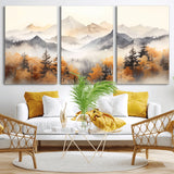 70049-MGV-CV-36X24-Autumn Mountain Forest Wall Art – Misty Landscape Canvas Print, Rustic Nature Inspired Decor for Living Room, Bedroom or Office