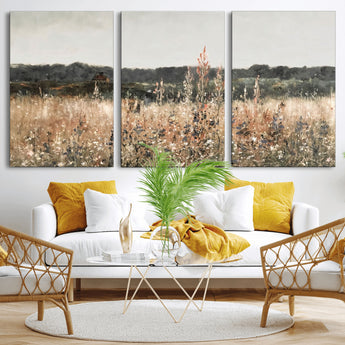 46308-MGV-CV-36X24-Wildflower Field Wall Art – Rustic Meadow Landscape Canvas Print, Country Nature Decor for Living Room, Bedroom or Farmhouse