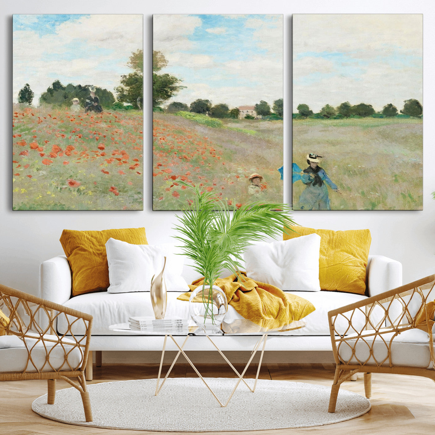74890-MGV-CV-36X24-Monet Poppy Field Wall Art – Impressionist Landscape Canvas Print, Classic French Artwork for Living Room, Bedroom or Office Decor