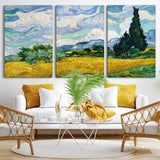 97252-MGV-CV-36X24-Wheat Field with Cypress – Van Gogh Wall Art, Impressionist Landscape Canvas Print, Rustic Home Decor for Living Room or Office