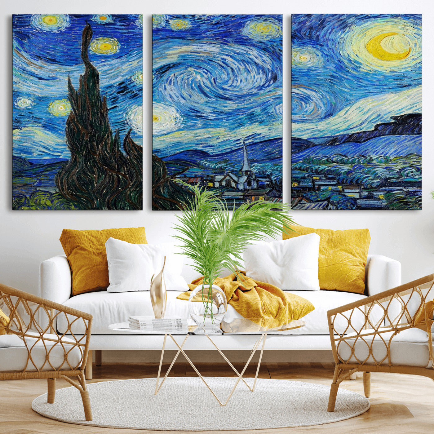 39177-MGV-CV-36X24-Starry Night Wall Art – Vincent van Gogh Famous Painting Canvas Print, Timeless Starry Sky Decor for Living Room, Bedroom or