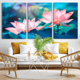 32559-MGV-CV-36X24-Lotus Flower Wall Art – Pink Water Lily Canvas Print, Tranquil Nature Decor for Living Room, Bedroom or Meditation Space