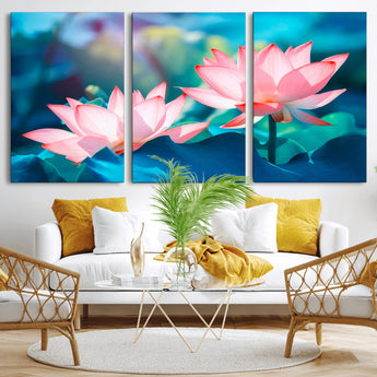 32559-MGV-CV-36X24-Lotus Flower Wall Art – Pink Water Lily Canvas Print, Tranquil Nature Decor for Living Room, Bedroom or Meditation Space