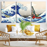 19450-MGV-CV-36X24-Great Wave Adventure Wall Art – Japanese Style Ocean Canvas Print, Fantasy Sailing Decor for Living Room, Bedroom or Office
