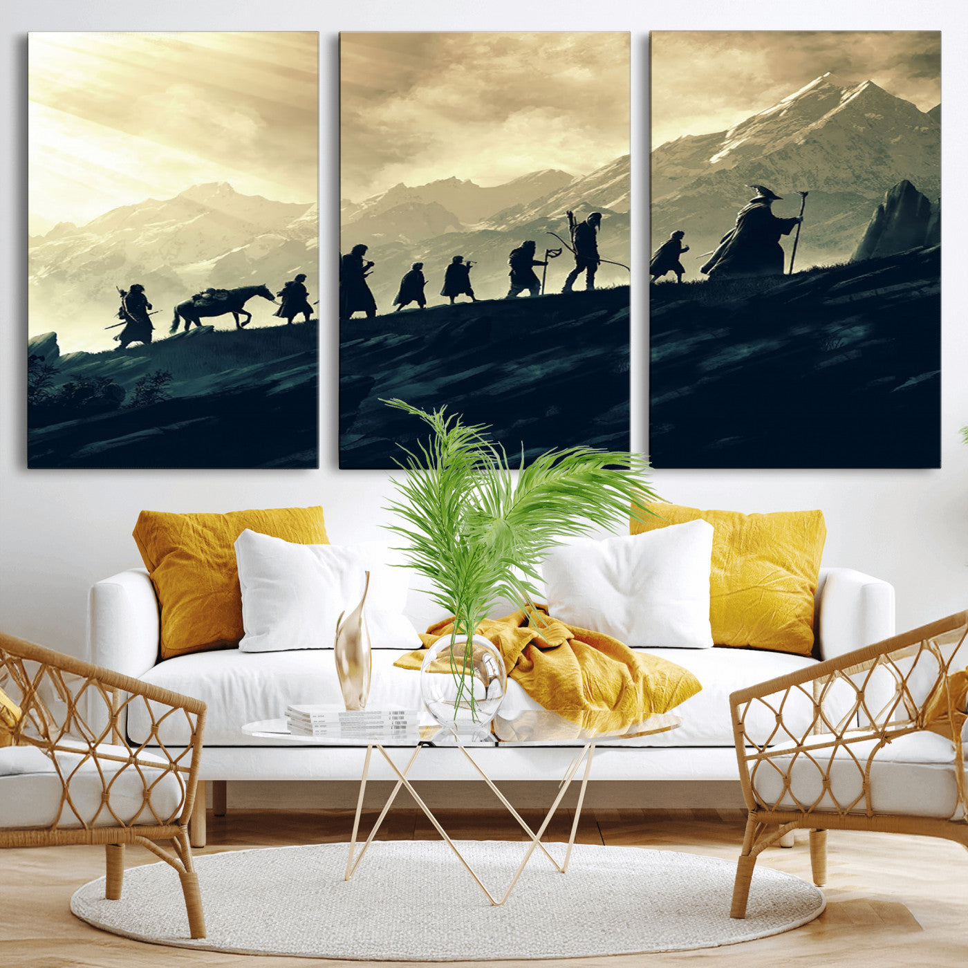 41574-MGV-CV-36X24-Fellowship Journey Wall Art – Epic Fantasy Adventure Canvas Print, Mountain Landscape Decor for Living Room, Office or Man Cave
