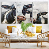 28934-MGV-CV-36X24-Farmhouse Cow Wall Art – Rustic Black and White Dairy Cattle Canvas Print, Country Barn Animal Painting for Kitchen, Living Room