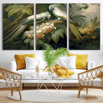 84047-MGV-CV-36X24-Tropical Birds Wall Art – Elegant Botanical Canvas Print, Exotic Nature Decor for Living Room, Bedroom or Office
