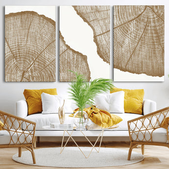 99692-MGV-CV-36X24-Tree Ring Linocut Wall Art Canvas Print, Framed Wood Cut Art Picture Print, Tree Rings Perfect Minimalist Rustic Decor Artwork