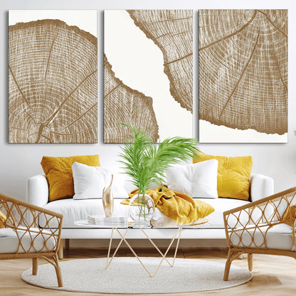 99692-MGV-CV-36X24-Tree Ring Linocut Wall Art Canvas Print, Framed Wood Cut Art Picture Print, Tree Rings Perfect Minimalist Rustic Decor Artwork