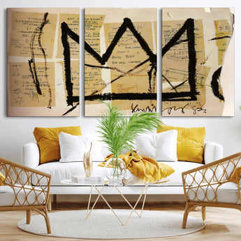 37215-MGV-CV-36X24-Abstract Crown Wall Art – Urban Graffiti Style Canvas Print Modern Street Art Design, Bold Contemporary Decor for Living Room,