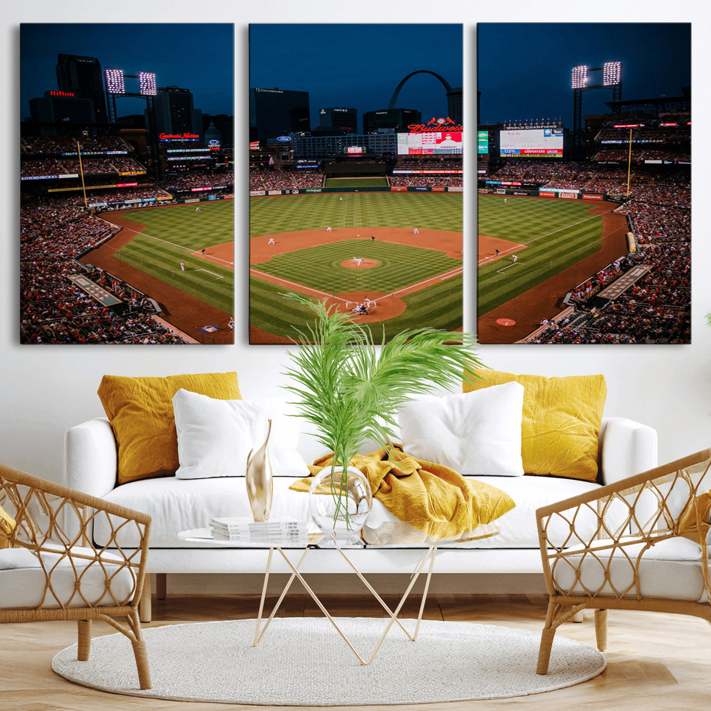 38612-MGV-CV-36X24-Busch Stadium Wall Art Canvas Print, Framed Missouri Stadium Art Picture Print, Busch Stadium Field Perfect Sports Room Decor