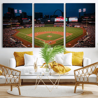 38612-MGV-CV-36X24-Busch Stadium Wall Art Canvas Print, Framed Missouri Stadium Art Picture Print, Busch Stadium Field Perfect Sports Room Decor