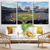 22910-MGV-CV-36X24-City Field Stadium Wall Art Canvas Print, Framed New York Stadium Art Picture Print, City Field Perfect Sport Room Decor Artwork
