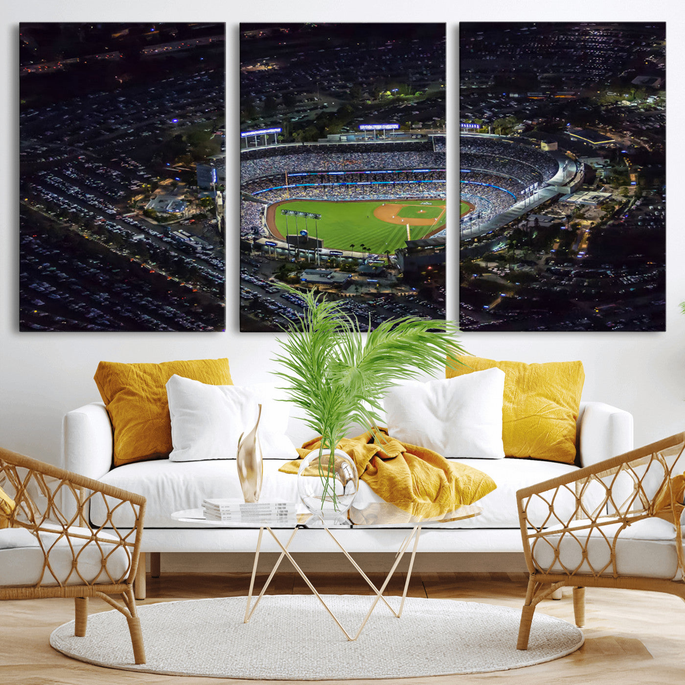 16515-MGV-CV-36X24-Dodgers Stadium Wall Art Canvas Print, Framed Baseball Stadium Art Picture Print, Dodgers Field Perfect Sport Room Decor Artwork