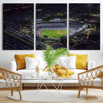 16515-MGV-CV-36X24-Dodgers Stadium Wall Art Canvas Print, Framed Baseball Stadium Art Picture Print, Dodgers Field Perfect Sport Room Decor Artwork