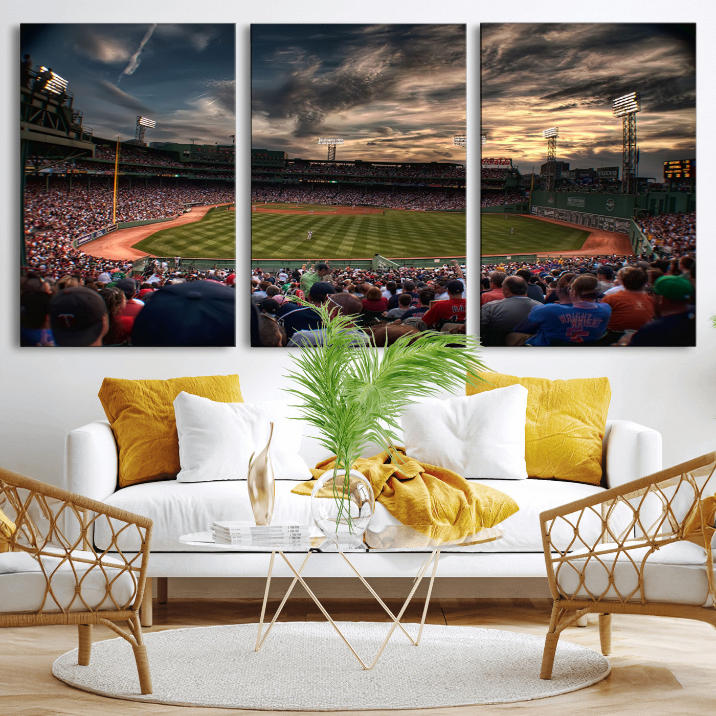 53432-MGV-CV-36X24-Fenway Park Stadium Wall Art Canvas Print, Framed Boston Baseball Stadium Art Picture Print, Massachusetts Fenway Park Perfect