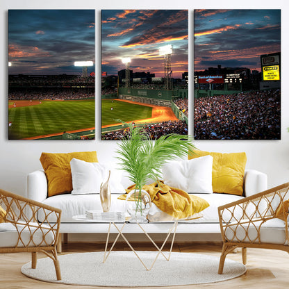 66781-MGV-CV-36X24-Baseball Stadium Wall Art – Canvas Print Evening Game Field Packed Crowd Sunset Sky Sports Photography, Dynamic Decor for Game