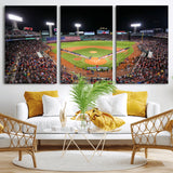 47365-MGV-CV-36X24-Fenway Park Stadium Wall Art Canvas Print, Framed Boston Baseball Stadium Art Picture Print, MLB Stadium Field Perfect Sport Room