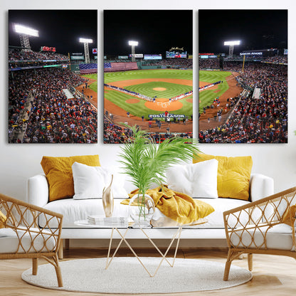 47365-MGV-CV-36X24-Fenway Park Stadium Wall Art Canvas Print, Framed Boston Baseball Stadium Art Picture Print, MLB Stadium Field Perfect Sport Room