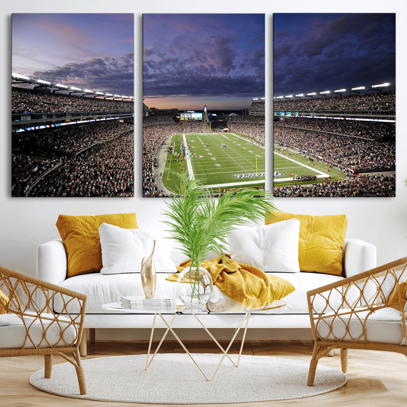 52712-MGV-CV-36X24-Gillette Stadium Field Wall Art Canvas Print, Framed Massachusetts Stadium Art Picture Print, Gillette Stadium Perfect Sport Room