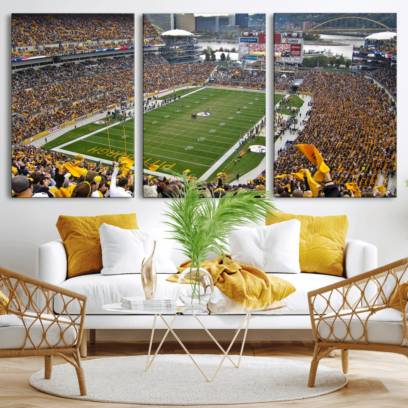 51419-MGV-CV-36X24-Heinz Field Wall Art Canvas Print, Framed Pittsburgh Stadium Field Art Picture Print, Heinz Stadium Field Perfect Sports Room