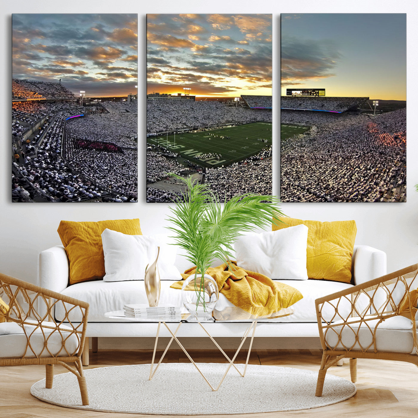 38807-MGV-CV-36X24-Beaver Stadium Wall Art Canvas Print, Framed Beaver Stadium Field Art Picture Print, Football Stadium Perfect Sport Room Decor