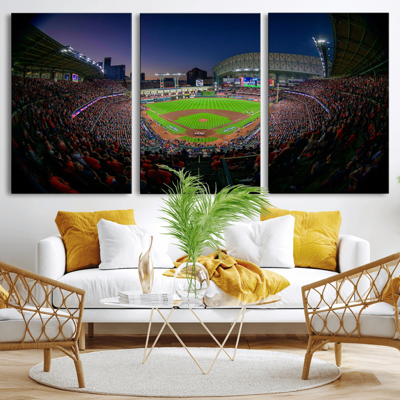 44322-MGV-CV-36X24-Minute Maid Park Wall Art Canvas Print, Framed Houston Astros Stadium Art Picture Print, Houston Astros Field Perfect Sports Room