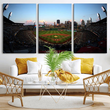 67670-MGV-CV-36X24-PNC Park Stadium Wall Art Canvas Print, Framed Pittsburgh Pirates Stadium Art Picture Print, PNC Park Field Perfect Sport Room