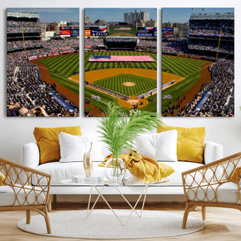 20879-MGV-CV-36X24-Yankee Stadium Wall Art Canvas Print, Framed New York Stadium Art Picture Print, Yankee Field Perfect Sport Room Decor Artwork