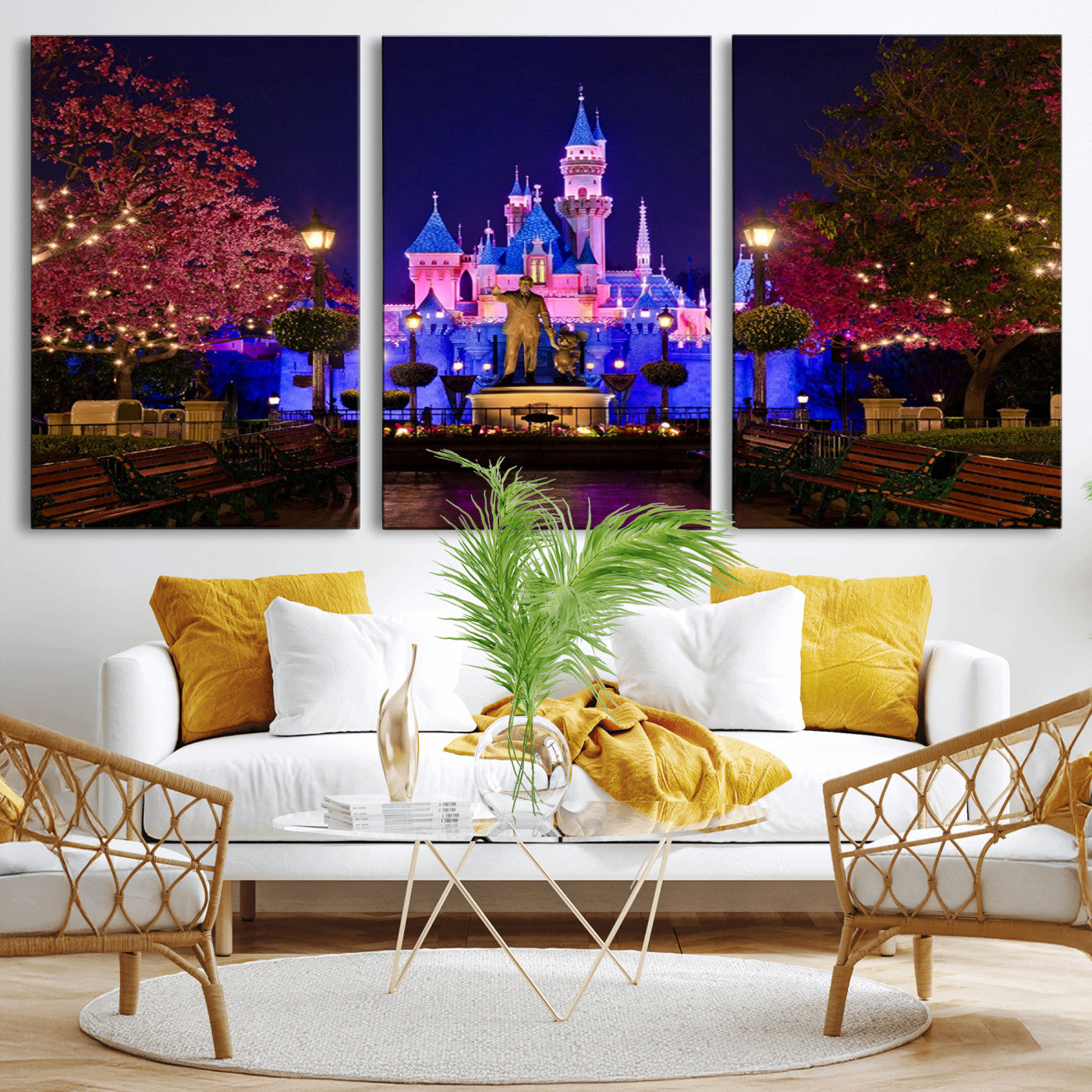 79435-MGV-CV-36X24-Disney Castle Wall Art Canvas Print, Framed Magic Kingdom Art Picture Print, Disney World Perfect Child Room Decor Artwork