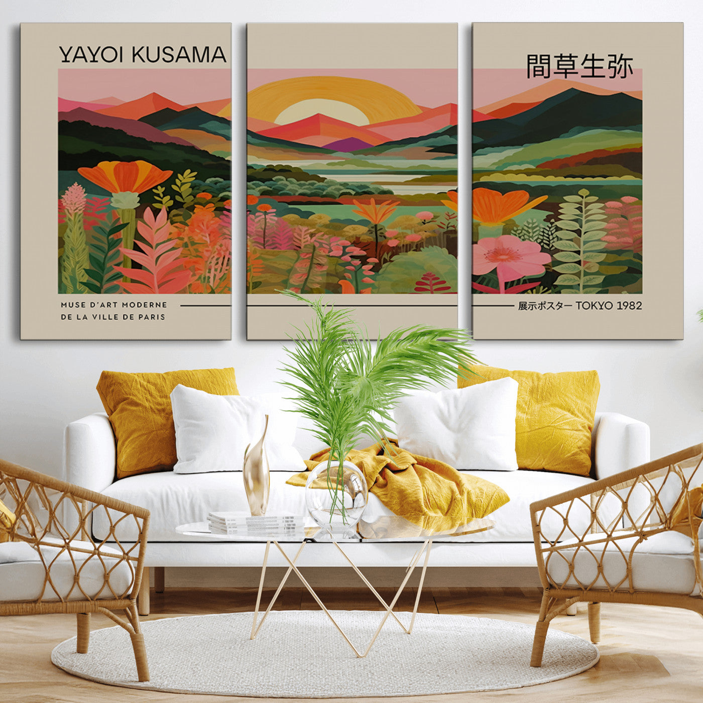 17753-MGV-CV-36X24-Floral Sunset Landscape Wall Art – Panoramic Nature Canvas Print, Vibrant Botanical Artwork for Living Room, Bedroom, Office, or