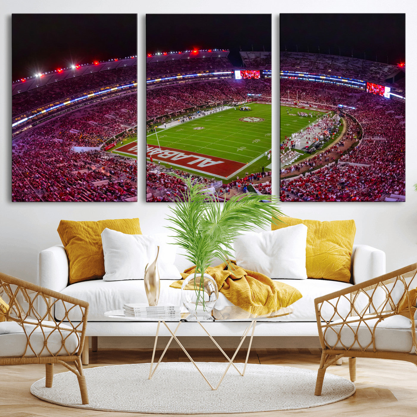 11343-MGV-CV-36X24-Bryant-Denny Stadium Wall Art – Panoramic Alabama Crimson Tide Football Field Canvas Print, Game Day Decor for Office, Man Cave or