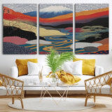 32131-MGV-CV-36X24-Japanese Mount Fuji Wall Art – Abstract Landscape Canvas Print with Swirling Sky & River, Modern Minimalist Asian Inspired Poster