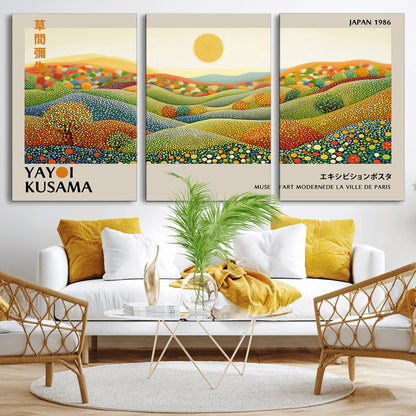 33864-MGV-CV-36X24-Pointillism Yayoi Wall Art Canvas Print, Framed Yayoi Kusama Art Picture Print, Yayoi Kusama Dot Perfect Abstract Nature Decor